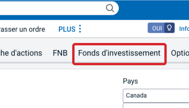 Sélectionnez l’onglet Fonds
d’investissement.